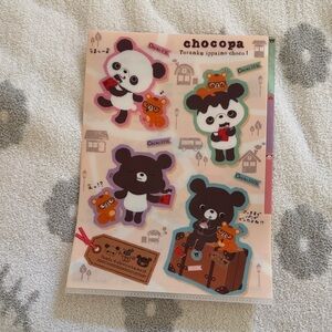 San-x Chocopa Panda & Bear Multitab Plastic Folder - Pink